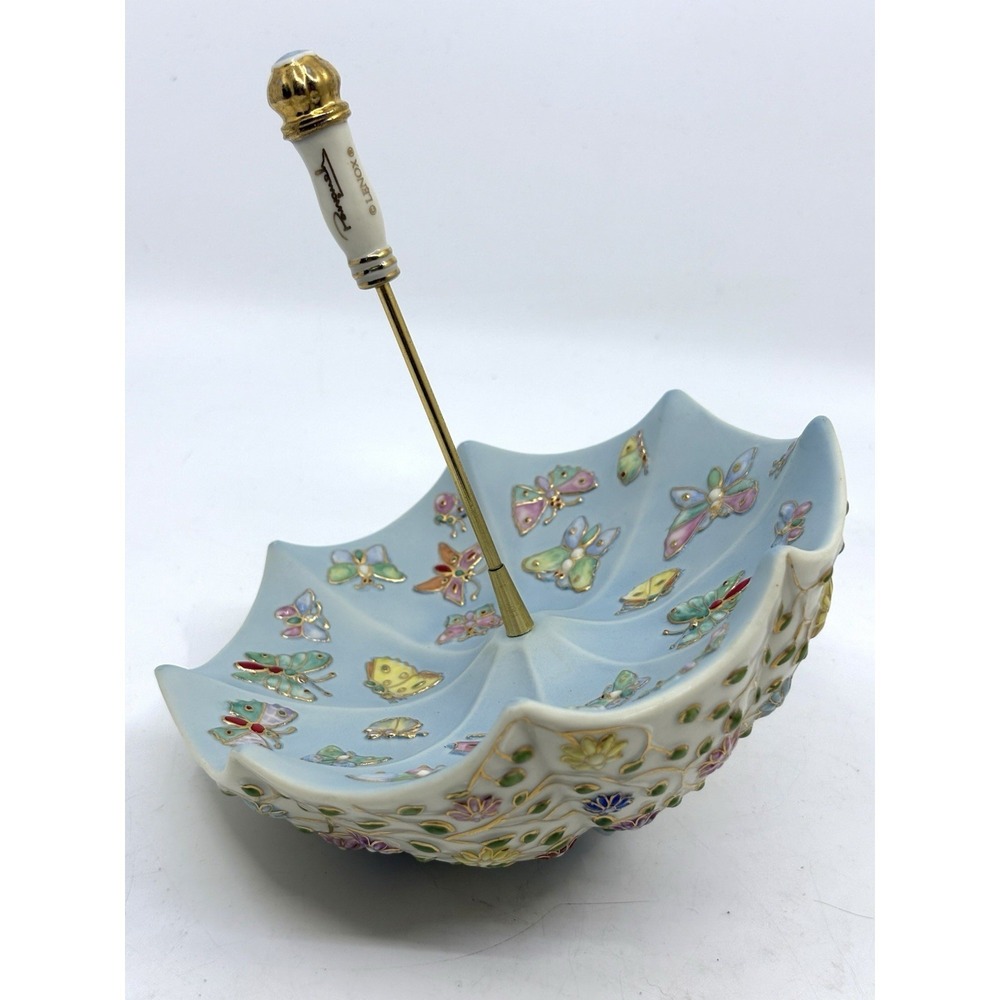 Lenox‎ Porcelain 24kg Trim Umbrella April Showers Butterflies Flowers Parvaneh - Picture 3 of 11
